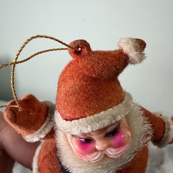 VTG Mr. Christmas Santa Claus Flocked Dancing on Drum Ornament 1972 - Picture 15 of 16